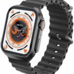 ساعة ذكية T800 الترا أنيقة للرجال والنساء من ادهوماكس، بشاشة 1.99 بوصة تعمل باللمس سلسلة 8 عالية الدقة HD مع متتبع اللياقة البدنية وشحن لاسلكي وإجراء مكالمات متوافقة مع أنظمة IOS وأندرويد، أسود