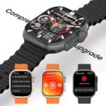 ⁦ساعة سمارت T1000 الترا سيريز 9- هيكل فضي غامق وسوار أسود⁩ - الصورة ⁦2⁩